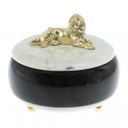 Шкатулка круглая &amp;quot;Лев&amp;quot; из мрамора