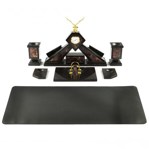 Письменный набор &amp;quot;Орел&amp;quot; из яшмы с настольным ковриком 121020