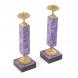 Настольные подсвечники из натурального камня чароит с бронзой пара 121854