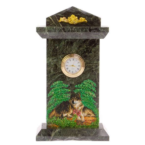 Часы &amp;quot;Пара волков&amp;quot; камень змеевик 125287