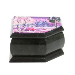 Шкатулка с расписной крышкой "Зима" 11х9х6,5 см