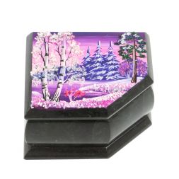 Шкатулка с расписной крышкой "Зима" 11х9х6,5 см