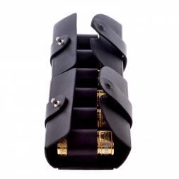 Набор стопок &amp;quot;Герб России&amp;quot; 6 шт в кожаном патронташе Златоуст