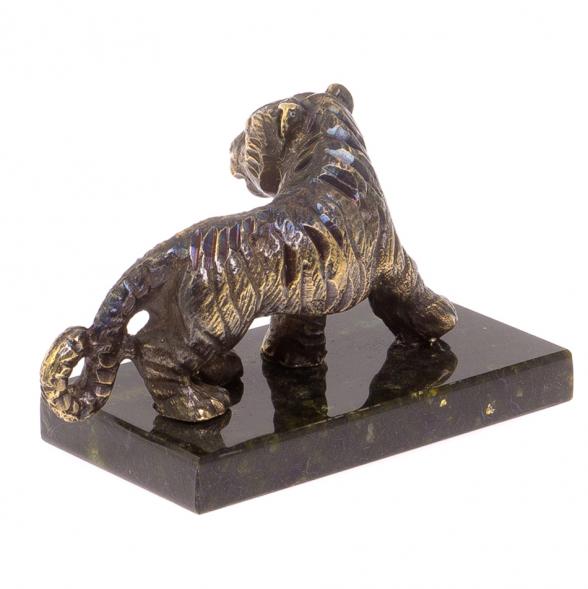 Статуэтка из бронзы &amp;quot;Амурский тигр&amp;quot; темно-зеленый змеевик 126358