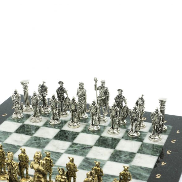 Шахматы подарочные &amp;quot;Галлы и Римляне&amp;quot; 36х36 см из мрамора и змеевика 128228