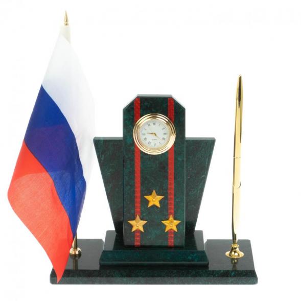 Настольный набор &amp;quot;Погон полковник ВС&amp;quot; змеевик 129489