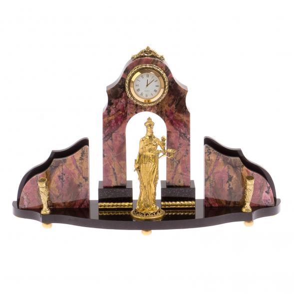 Настольные набор &amp;quot;Фемида - богиня правосудия&amp;quot; камень родонит 117488