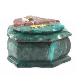 Каменная шкатулка &amp;quot;Ракушка&amp;quot; змеевик креноид 14х10х9 см