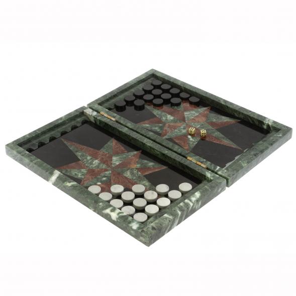 Подарочные нарды &amp;quot;Роза ветров&amp;quot; лемезит шабровский змеевик 129902