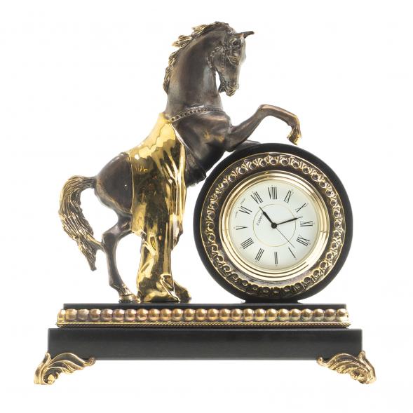 Настольные часы &amp;quot;Конь на дыбах&amp;quot; бронза долерит 113123