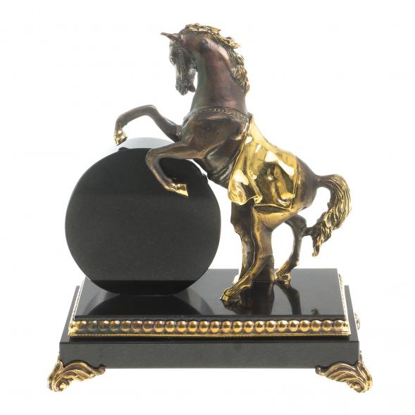 Настольные часы &amp;quot;Конь на дыбах&amp;quot; бронза долерит 113123
