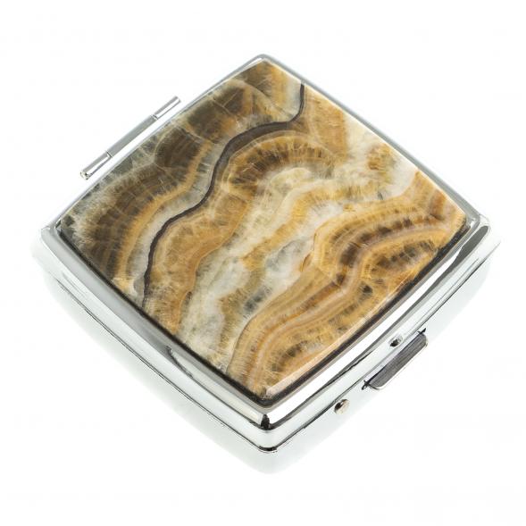 Таблетница на 2 отсека камень оникс цвет серебро 123362