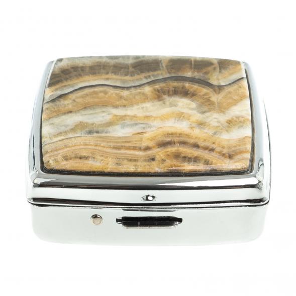 Таблетница на 2 отсека камень оникс цвет серебро 123362