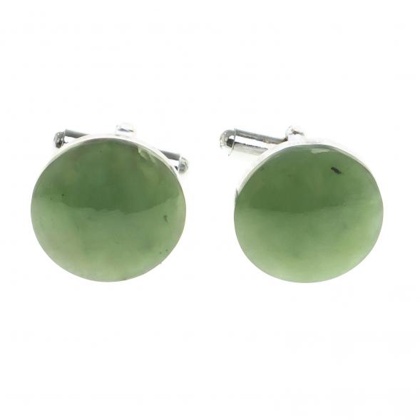Запонки из нефрита круглые 124080