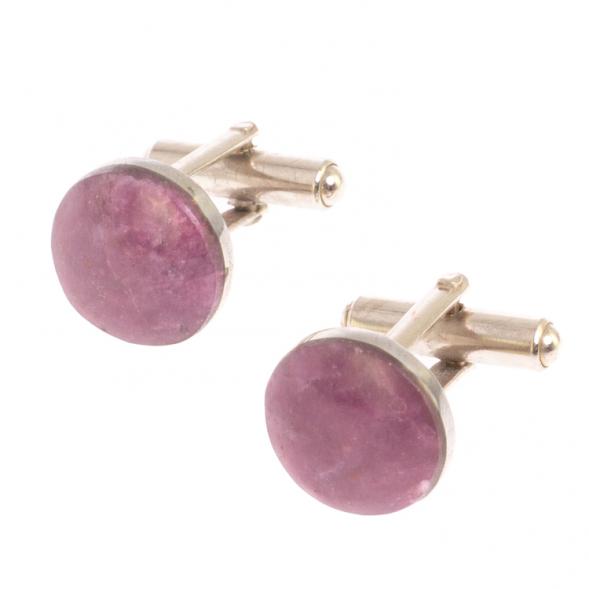 Набор запонки круглые зажим для галстука камень турмалин 126517