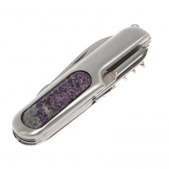 Нож мультитул складной 7 в 1 с камнем сиреневый флюорит 126741