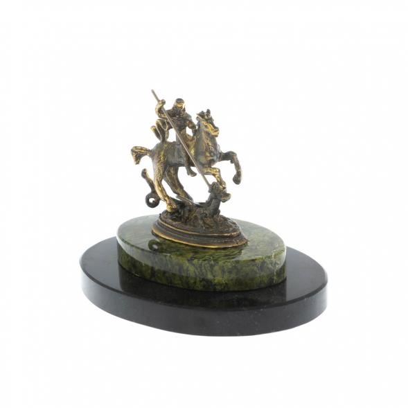 Декоративная статуэтка из бронзы &amp;quot;Святой Георгий&amp;quot; камень змеевик 119670