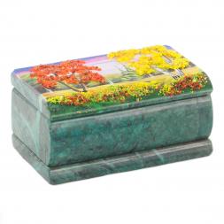 Шкатулка с расписной крышкой Осень 10,5х6,5х5 см