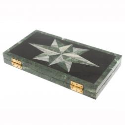 Нарды из камня &amp;quot;Роза ветров&amp;quot; из мрамора и шабровского змеевика