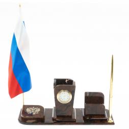 Письменный набор &amp;quot;Символ России&amp;quot; камень обсидиан