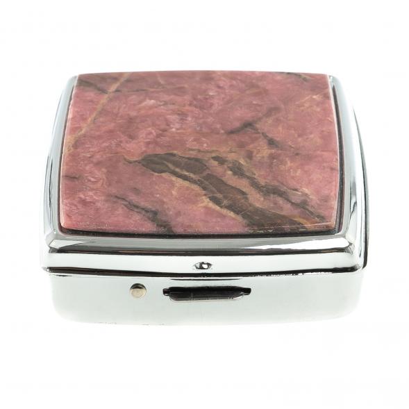 Таблетница на 2 отсека камень родонит цвет серебро 123363