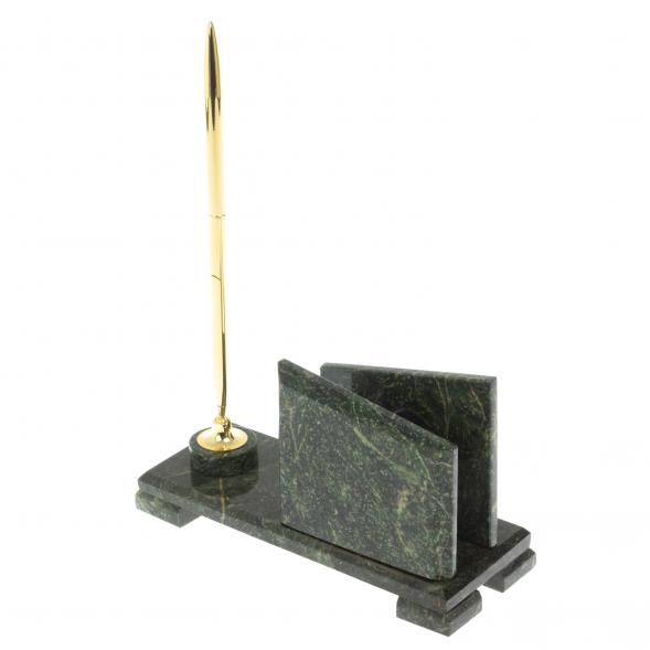 Визитница настольная с подставкой под ручку &amp;quot;Мини 3&amp;quot; камень змеевик 113277