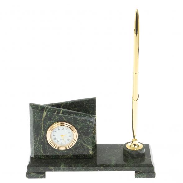 Визитница настольная с подставкой под ручку &amp;quot;Мини 3&amp;quot; камень змеевик 113277