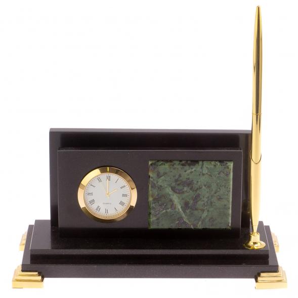 Визитница с часами &amp;quot;Стандарт&amp;quot; долерит нефрит 125921