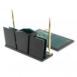 Настольный набор из змеевика &amp;quot;Галант&amp;quot; с часами