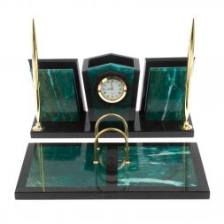 Настольный набор из змеевика &amp;quot;Галант&amp;quot; с часами