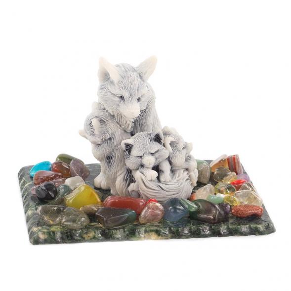 Сувенир &amp;quot;Лиса с лисятами&amp;quot; из мрамолита 119822