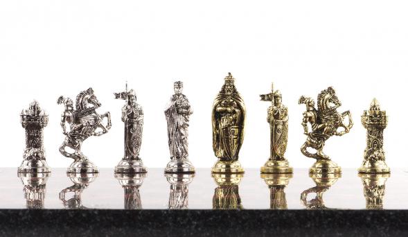 Шахматы сувенирные &amp;quot;Рыцари крестоносцы&amp;quot; доска 44х44 см из камня лемезит 120715