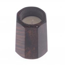 Подсвечник из обсидиана со свечой 6х6х8,5 см