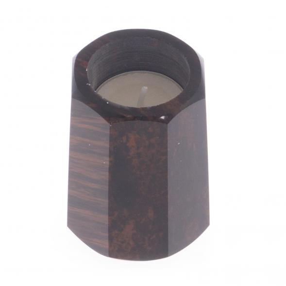 Подсвечник из обсидиана со свечой 6х6х8,5 см 122096