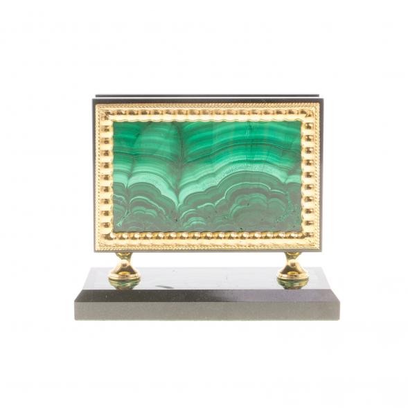 Визитница из малахита с позолотой  Златоуст 124254