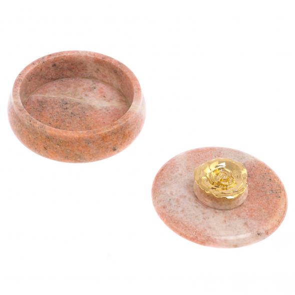 Шкатулка с декором из бронзы &amp;quot;Роза&amp;quot; из розового мрамора 125922