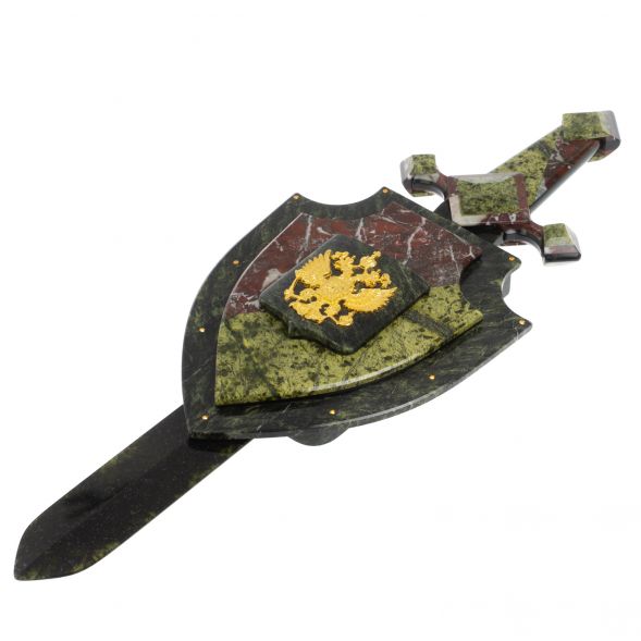 Настенный сувенир &amp;quot;Щит и меч&amp;quot; змеевик креноид 127768