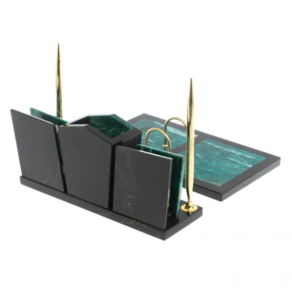 Настольный набор &amp;quot;Галант&amp;quot; из змеевика с гербом РФ 128071