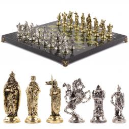 Шахматы подарочные &amp;quot;Рыцари крестоносцы&amp;quot; доска 44х44 см из камня змеевик