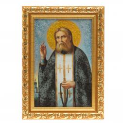 Икона &amp;quot;Св.Серафим Саровский&amp;quot; рамка багет 13х18 см каменная крошка