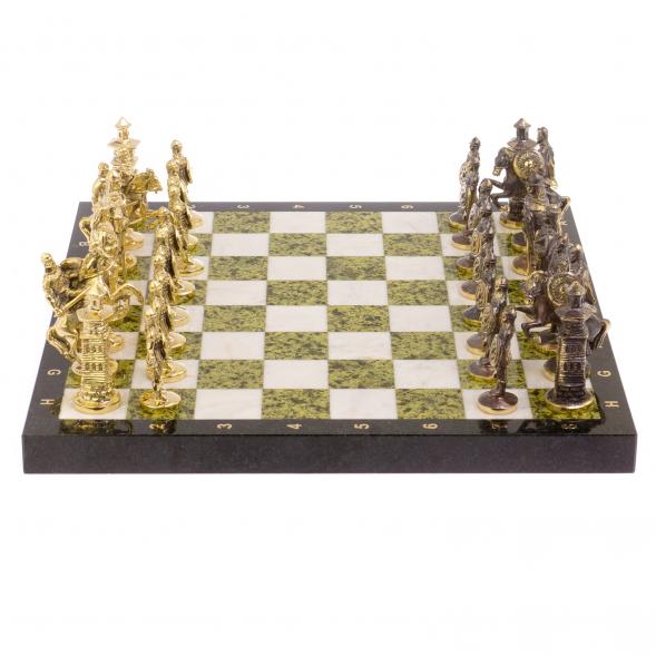 Шахматы &amp;quot;Богатыри&amp;quot; мрамор змеевик доска 40х40 см 126130