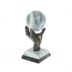 Статуэтка "Бронзовая рука" с шаром 4 см серый мрамор