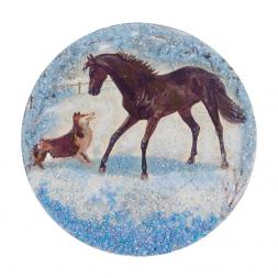 Магнит с рисунком "Конь с собакой" змеевик