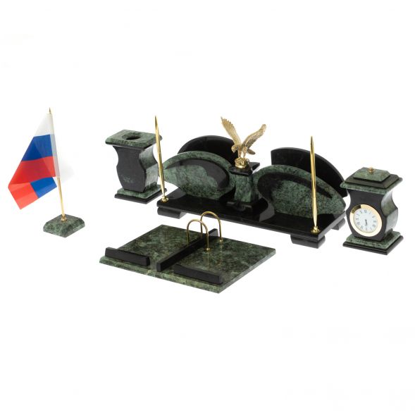 Настольный набор &amp;quot;Орел&amp;quot; из змеевика с бюваром 127993