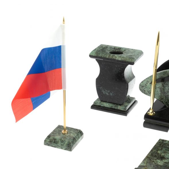 Настольный набор &amp;quot;Орел&amp;quot; из змеевика с бюваром 127993