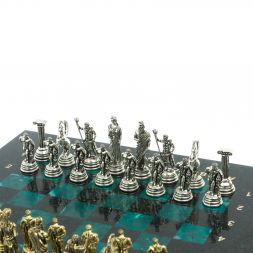 Шахматы &amp;quot;Подвиги Геракла&amp;quot;  доска 28х28 см змеевик