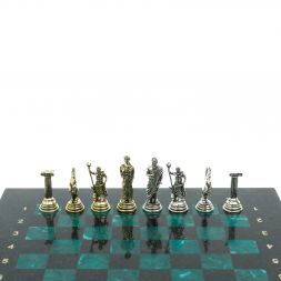 Шахматы &amp;quot;Подвиги Геракла&amp;quot;  доска 28х28 см змеевик