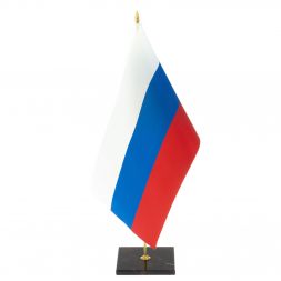 Флагшток настольный с флагом РФ из коричневого обсидиана