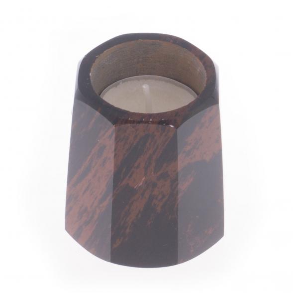 Подсвечник из обсидиана со свечой 6х6х7 см 122098