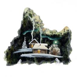 Магнит "Зимний вечер" камень змеевик